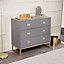 Melody Maison Large 3 Drawer Chest of Drawers and Pair of Bedside Tables - Elle Slate Range