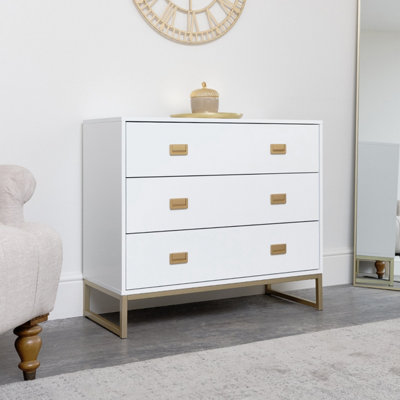 Melody Maison Large 3 Drawer Chest of Drawers - Elle White Range