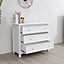 Melody Maison Large 3 Drawer Chest of Drawers & Pair of Bedside Tables - Staunton White Range
