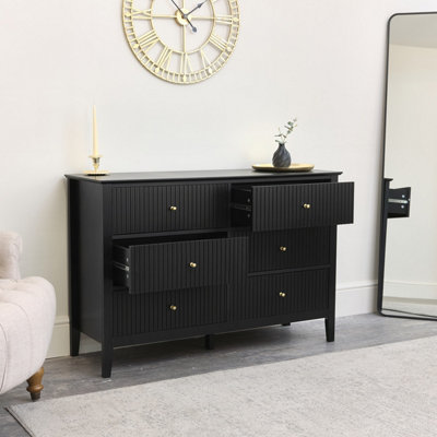 Melody Maison Large 6 Drawer Chest of Drawers - Hales Black Range
