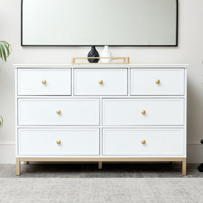 Melody Maison Large 7 Drawer Chest of Drawers - Aisby White Range