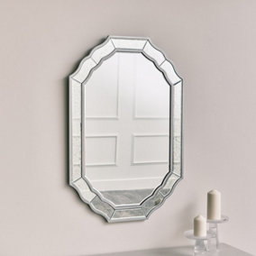 Melody Maison Large Antique Glass Framed Silver Wall Mirror 60cm x 90cm