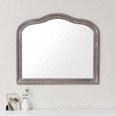 Melody Maison Large Arched Wooden Framed Wall Mirror 90cm x 77cm