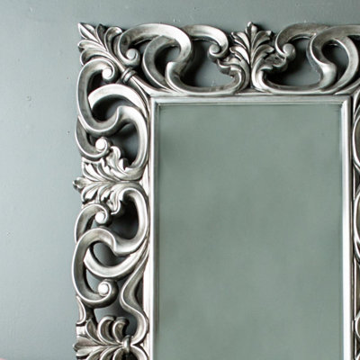 Melody Maison Large Baroque-style Silver Wall / Floor Mirror 90cm x 168cm