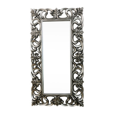 Large Baroque-style Silver Wall / Floor Mirror 90cm x 168cm