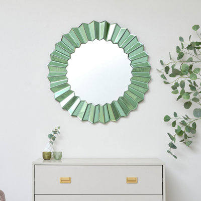Melody Maison Large Bevelled Green Glass Wall Mirror 80cm x 80cm