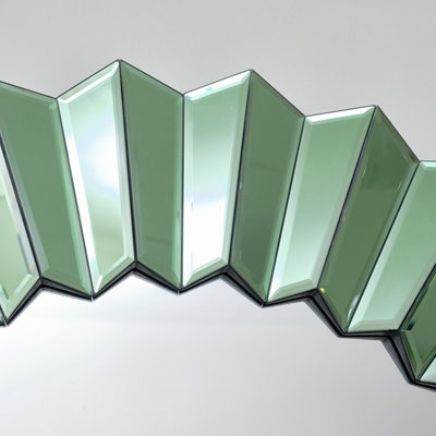 Melody Maison Large Bevelled Green Glass Wall Mirror 80cm x 80cm