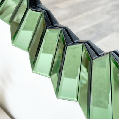 Melody Maison Large Bevelled Green Glass Wall Mirror 80cm x 80cm