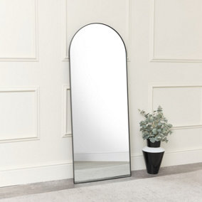 Melody Maison Large Black Arched Leaner Mirror 150cm x 60cm