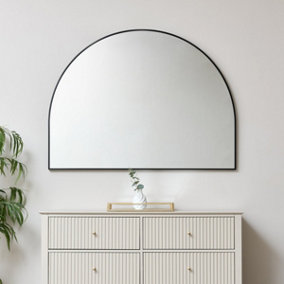 Melody Maison Large Black Arched Wall Mirror 90cm x 120cm