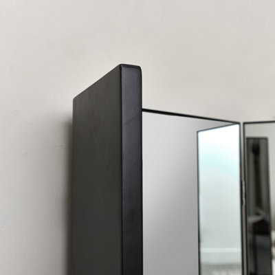 Melody Maison Large Black Dressing Table Triple Mirror - 70cm x 60cm