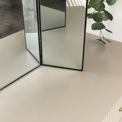 Melody Maison Large Black Dressing Table Triple Mirror - 70cm x 60cm