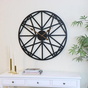Melody Maison Large Black Geometric wall clock 80cm x 80cm