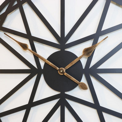 Melody Maison Large Black Geometric wall clock 80cm x 80cm