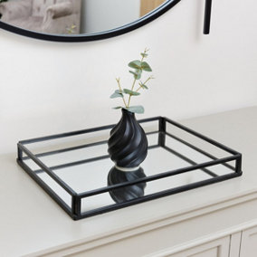 Melody Maison Large Black Mirrored Cocktail Tray