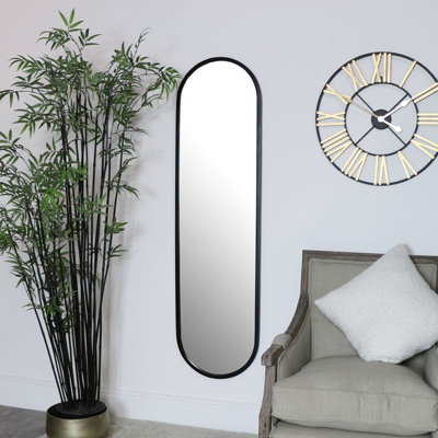 Melody Maison Large Black Oval Mirror 42cm x 156cm