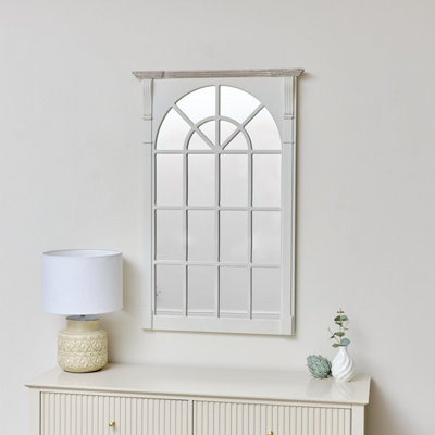 Melody Maison Large Cream Window Style Wall Mirror - Lyon Range 66cm x ...