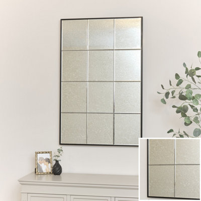 Melody Maison Large Foxed Split Glass Panelled Window Pane Mirror 115cm x 75cm