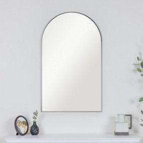 Melody Maison Large Framed Black Arched Mirror 100cm x 60xcm