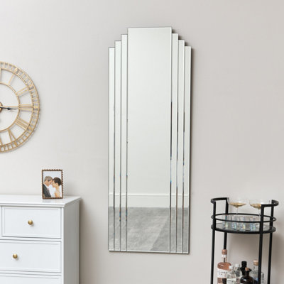 Melody Maison Large Frameless Art Deco Wall Mirror 52cm x 142cm