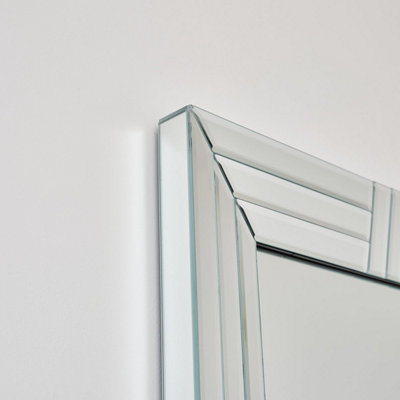 Melody Maison Large Frameless Bevelled Rectangular Wall Mirror 60cm x 90cm