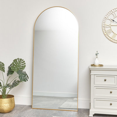 Melody Maison Large Gold Arched Wall / Leaner Mirror - 180cm