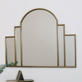 Melody Maison Large Gold Art Deco Arch Fan Mirror 80cm x 65cm