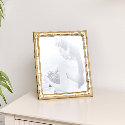Melody Maison Large Gold Bamboo Portrait Photo Frame - 8 x 10