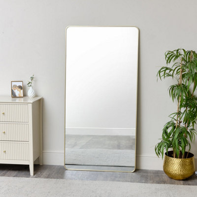 Melody Maison Large Gold Curved Framed Wall / Leaner Mirror 160cm x