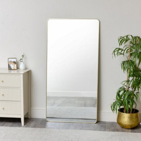Melody Maison Large Gold Curved Framed Wall / Leaner Mirror 160cm x 80cm