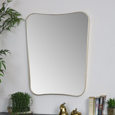 Melody Maison Large Gold Curved Wall Mirror 59cm x 77cm