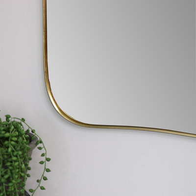 Melody Maison Large Gold Curved Wall Mirror 59cm x 77cm