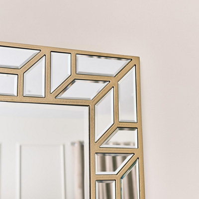 Melody Maison Large Gold Geometric Framed Mirror 70cm x 150cm