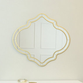 Melody Maison Large Gold Moroccan Style Wall Mirror 89cm x 80cm