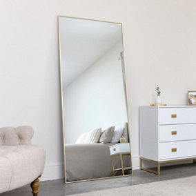 Melody Maison Large Gold Thin Framed Leaner Mirror 80cm x 180cm