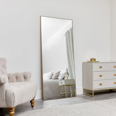 Melody Maison Large Gold Thin Framed Leaner Mirror 80cm x 180cm