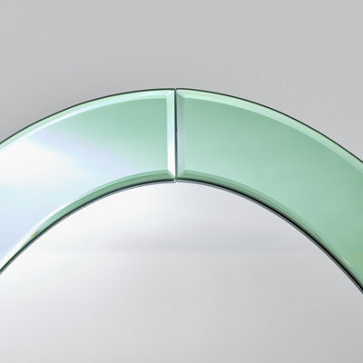 Melody Maison Large Green Glass Oval Frameless Wall Mirror - 79cm x 50cm