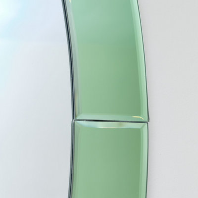 Melody Maison Large Green Glass Oval Frameless Wall Mirror - 79cm x 50cm