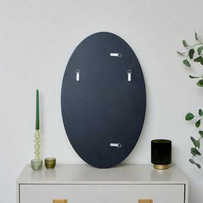Melody Maison Large Green Glass Oval Frameless Wall Mirror - 79cm x 50cm