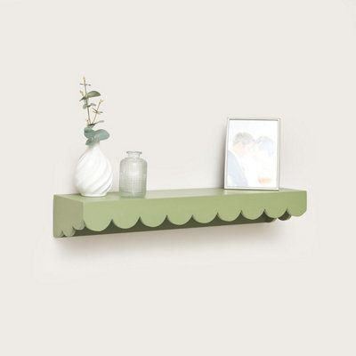 Melody Maison Large Green Scalloped Wall Storage Shelf 61cm — free download