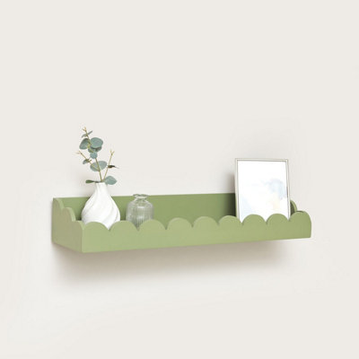 Melody Maison Large Green Scalloped Wall Storage Shelf 61cm — free download