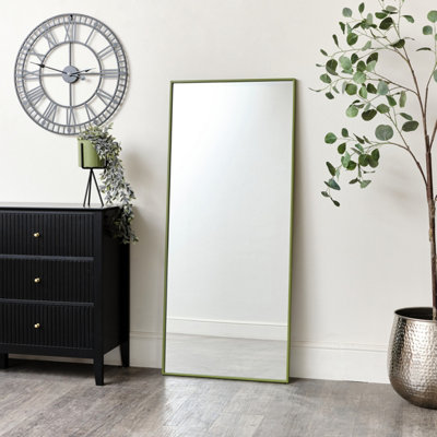 Melody Maison Large Green Thin Framed Wall/Leaner Mirror 60cm x 140cm