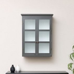 Melody Maison Large Grey Reeded Glass Wall Cabinet