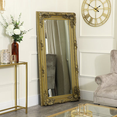 Melody Maison Large Ornate Gold Wall / Leaner Mirror 78cm x 158cm