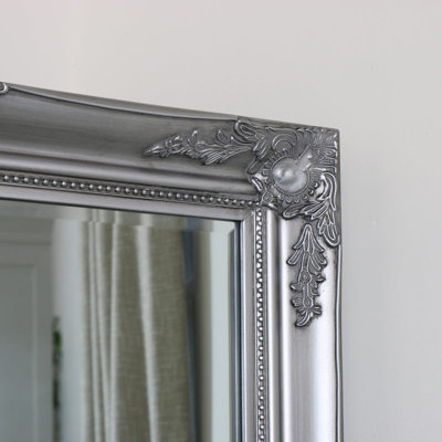 Melody Maison Large Ornate Silver Wall / Floor / Leaner Mirror 158cm x 78cm