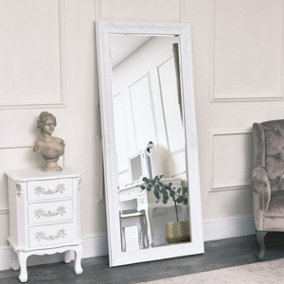 Melody Maison Large Ornate White Wall/Leaner Mirror 176cm x 76cm