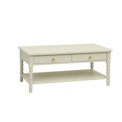 Melody Maison Large Pale Taupe Bobbin Bobble 2 Drawer Coffee Table