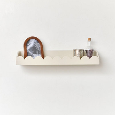 Melody Maison Large Pale Taupe Scalloped Wall Storage Shelf 61cm — free download