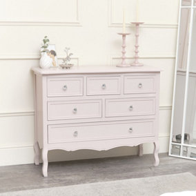 Melody Maison Large Pink 6 Drawer Chest of Drawers - Victoria Pink Range
