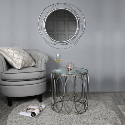 Melody Maison Large Round Antique Silver Swirl Mirror 80cm x 80cm